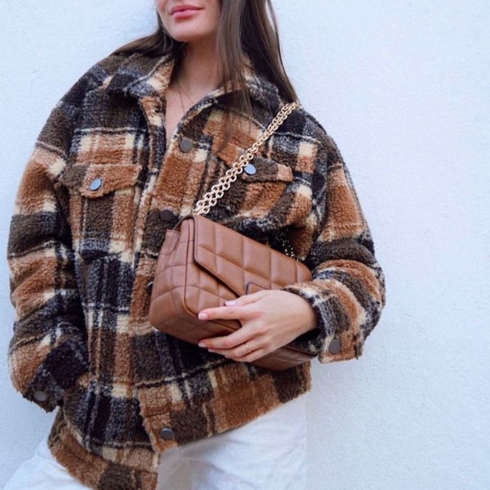 Apparis Brown Plaid Coat